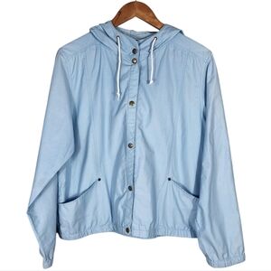 Izod For Her Outerwear Vintage Blue Windbreaker Sports Jacket Medium Hooded